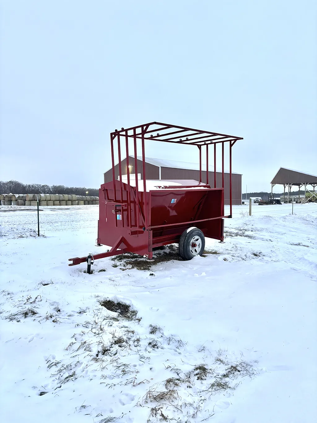 65 Bushel Creep Feeder on Wheels and Skids Close-up